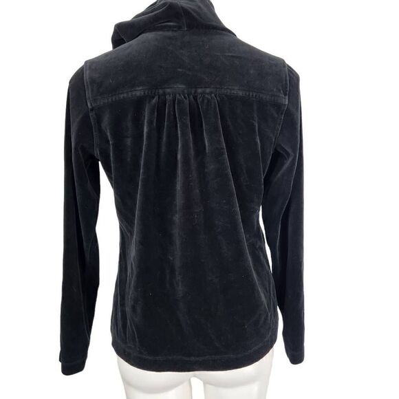 Eddie Bauer black velour hooded zip front jacket Size Large - Picture 4 of 6